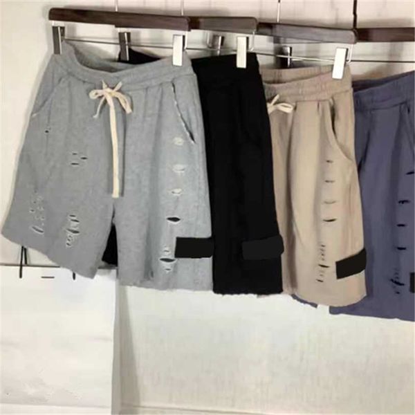 

worn loose casual shorts badge style couple beach pants embroidery logo summer men's capris washing hole, White;black