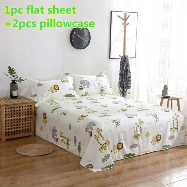 

bedding sets 100% cotton bed sheets single double simple flat sheet twin full  king size white 3pcs animal pillowcase