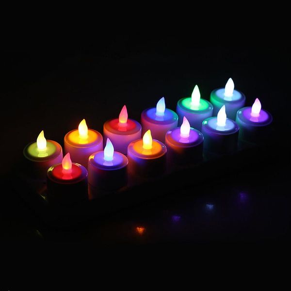 

pack of 12 rechargeable led tea light candle lamp flameless tealight color changing party wedding church home decor-multicolor candles