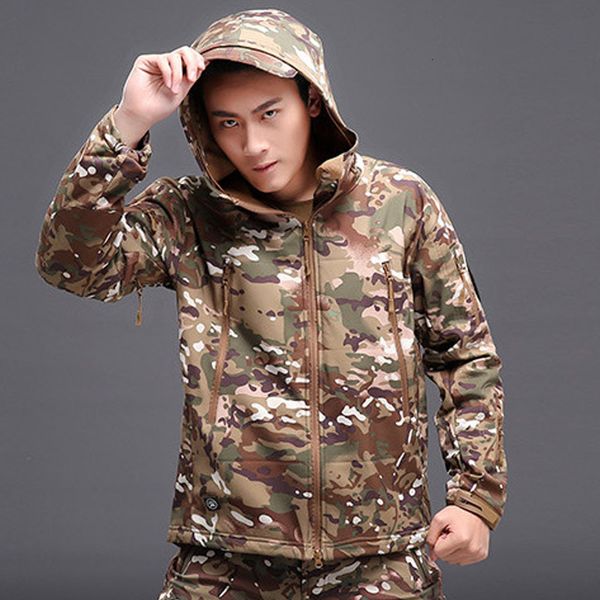 

men's jackets fashion tad shark soft shell thick charge clothing male camouflage tactics dust coat menwear k8hk, Black;brown