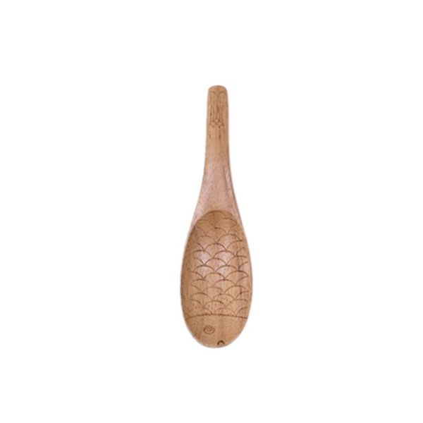 

spoons vintage japanese style fish shape wooden soup spoon porridge paddle rice - burlywood