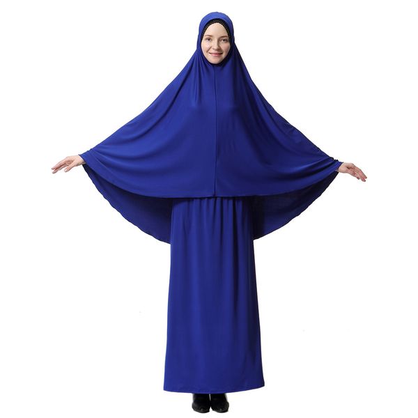 

ramadan muslim prayer garment 2 piece set women khimar abaya long hijab skirt full cover islam clothes burka niqab jilbab dress, Red