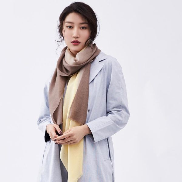 

scarves autumn winter inner mongolia 80 thread segment dyed gradual women's wool scarf warm neck cape 1071, Blue;gray