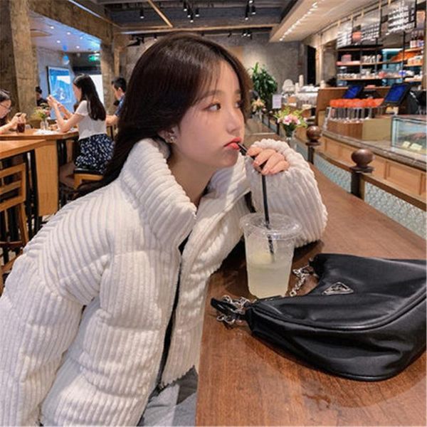 

women's jackets snow wear cotton corduroy coat women 2021 winter thicken warm short jacket female outwear parkas pz3570, Black;brown