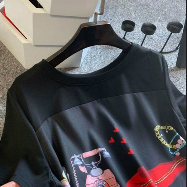 

2021short sleeve dress women summer printed black knee length plus size 5xl loose korean fashion leisure chic womens harajuku ins bf, Black;gray