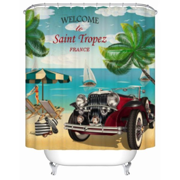 

shower curtains welcome to the beach curtain car decor bathroom fabric bathtub with hooks waterproof