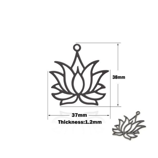 

charms lotus pendant, flower necklace, hollow charm, beautiful diy jewelry making accessories, 38x37x1.2mm, Bronze;silver