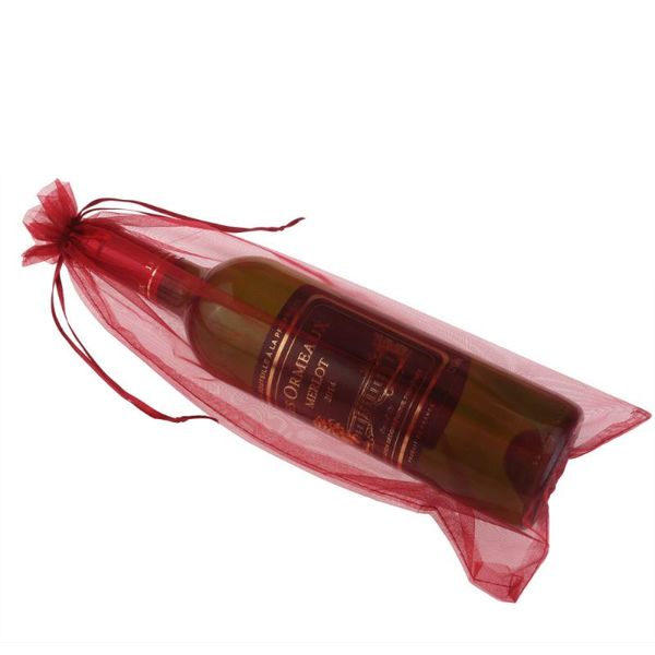 

gift wrap 10pcs sheer organza bottle cover bags (red)