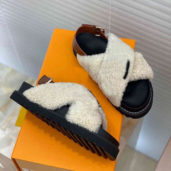 

slides fashion designer paseo flat comfort sandal print mule high-quality wool sandals women casual shoes platform slide with buckle womens, Black