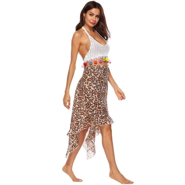 

skirts chiffon beach skirt leopard printed holiday mid-calf natural womens summer fashion, Black