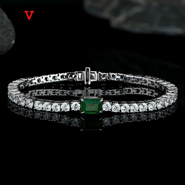 OEVAS 100% argento sterling 925 sintetico smeraldo scintillante braccialetto da sposa con diamanti ad alto tenore di carbonio per le donne gioielleria raffinata