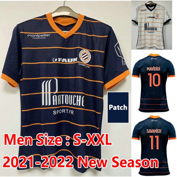

21 22 maillot de foot montpellier hsc soccer jerseys mavididi oyongo germain savanier mollet wahi ferri ristic sambia crd football shirts me, Black;yellow