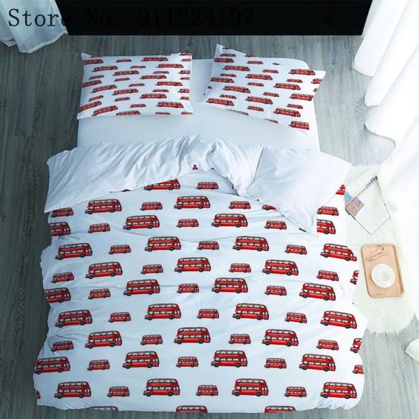 

bedding sets comforter set cartoon red bus duvet cover solid color luxury 3pcs quilt single double bed decor 229*229/140*210