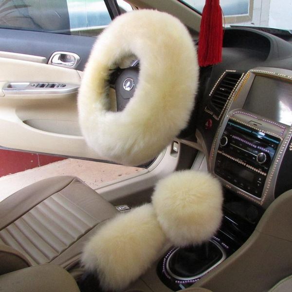 

steering wheel covers winter warm pure long wool car cover