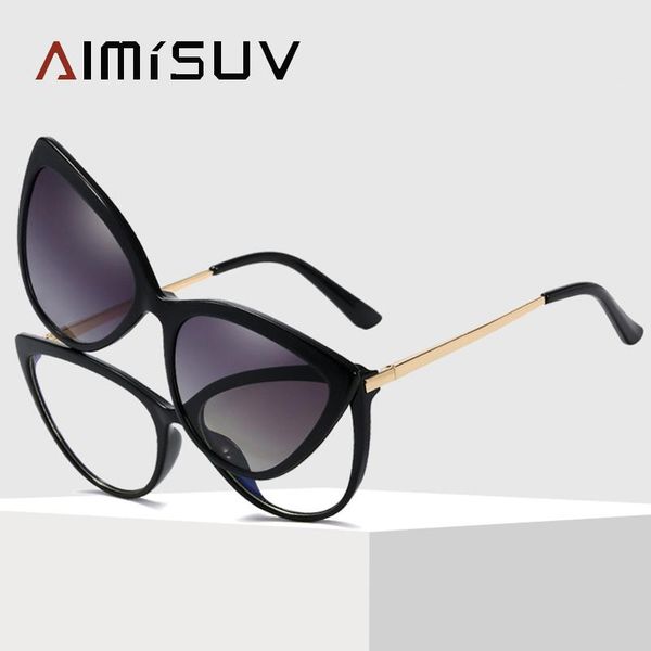

sunglasses aimisuv cateye blue light glasses women men 2021 trend fashion clamshell polarizes ladies optical eyewear frame uv400, White;black
