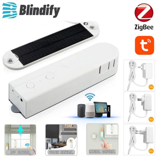 

smart home control blindify zigbee tuya motorized roller blinds motor solar chain shades with google alexa voice/mannual function