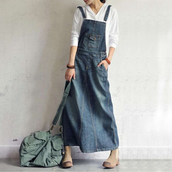 

casual dresses 2021 spring women's loose fitting strap length denim drs skirt, Black;gray