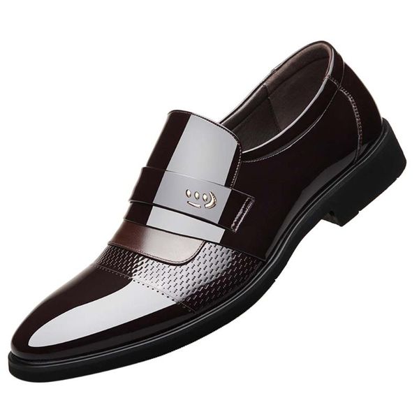 

classic comfortable slip on dress shoes men casual leather flats driving plus size, Black