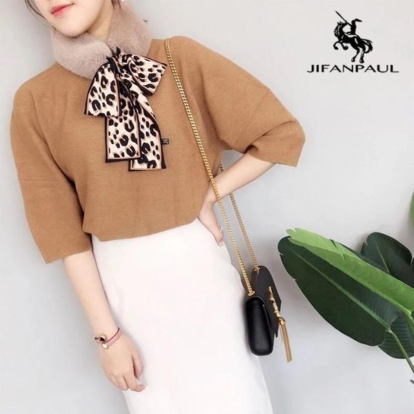 

scarves plush leopard print women's scarf korean version of fur collar and streamer winter imitation student warm, Blue;gray