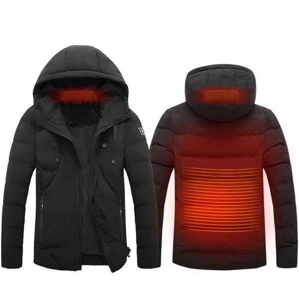 

winter men's down intelligent hooded electric heating cotton padded et, Black
