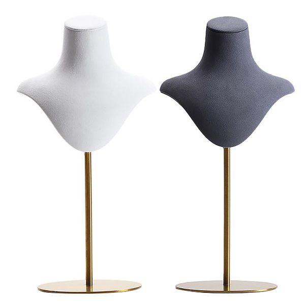 

jewelry pouches, bags display organizer stand microfiber bust necklace pendant half body show case for business shows, Pink;blue