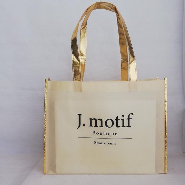 

shopping bags 500pcs/lot economy grocery tote in pricing includes your printed one color gold trim handle clothes
