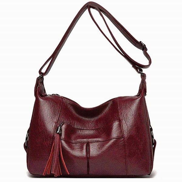 

evening bags high-quality woman shoulder bag soft leather handbags ladies tassel crossbody for women casual travel hobos sac vintage