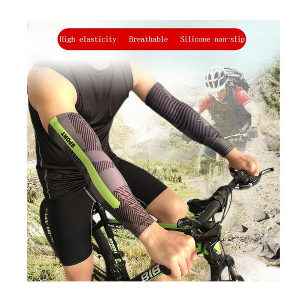 

sports arm compression sleeve cycling driving basketball volleyball running sunscreen bands warmer summer uv protection elbow & knee pads, Black;gray