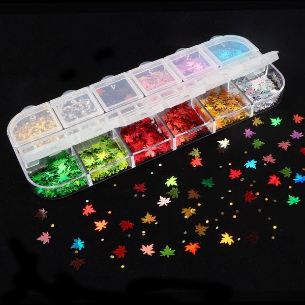 

nail art decorations colourful sequins accessories fall leaves holographic glitter flakes laser paillette for nails decoration, Silver;gold