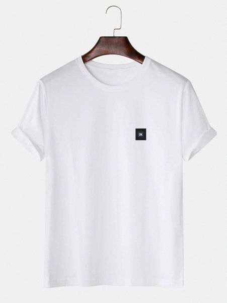 

men letter embroidery tee x2rp#, White;black