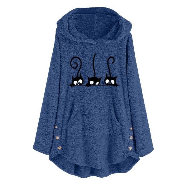 

women's hoodies & sweatshirts large size women letter print cat ear pattern pocket oversized sweatshirt autumn pullover ropa de mujer, Black