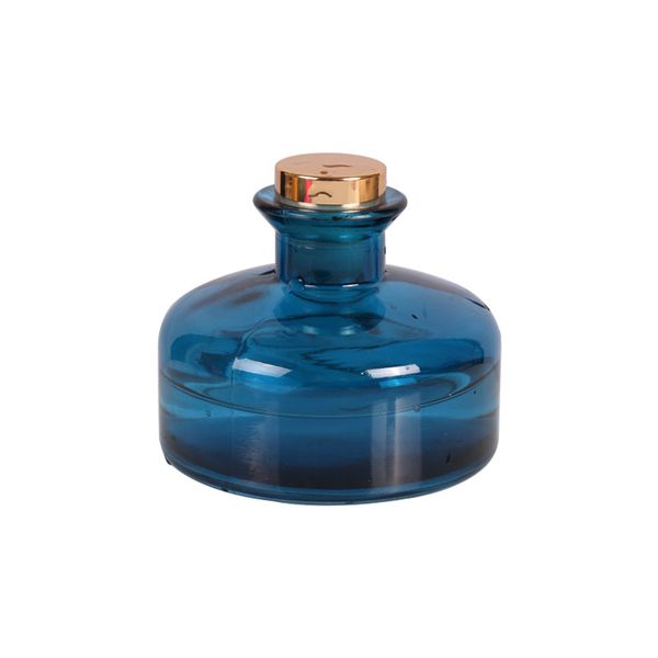 Commercio all'ingrosso semplice decorazione domestica diffusore a lamella vuoto nero da 200 ml bottiglia di vetro profumo rotondo con tappo in sughero in gomma