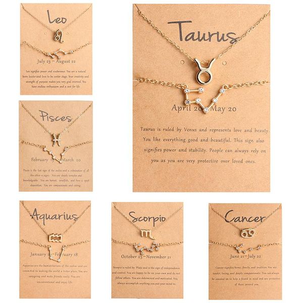 

pendant necklaces zovoli elegant cardboard star zodiac sign 12 constellation charm gold chain choker for women jewelry, Silver