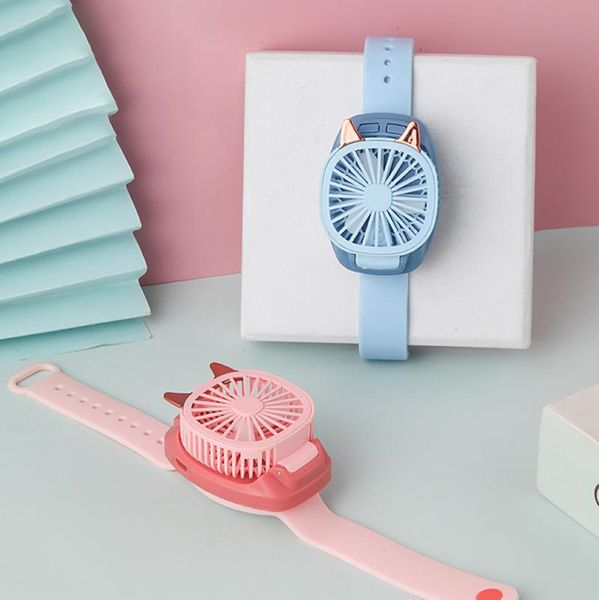 

electric fans 3 color usb rechargeable fan with comfortable wrist strap portable silent mini clip air cooling for outdoors traveling #4