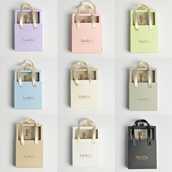 

jewelry pouches, bags 100pcs beads earrings ring bracelet fit original packaging paper with logo, Pink;blue