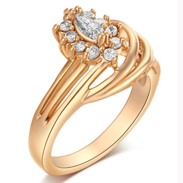 

wedding rings fashion desgin for women engagement accessory cubic zirconia jewelry clear stone flower gold color wholesale, Slivery;golden
