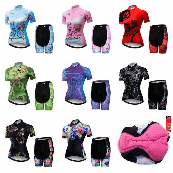 

racing sets 2021 jpojpo cycling jersey women mtb bicycle shirt clothing ropa ciclismo summer short sleeve bike shorts set, Black;blue