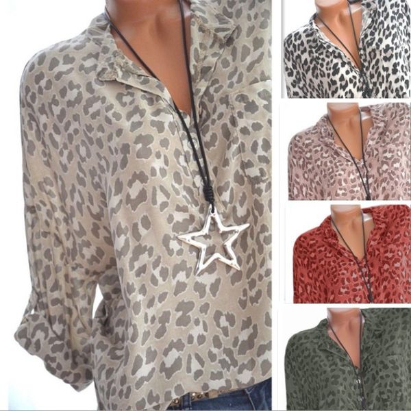 

2021 new long sleeve printed leopard shirt, White