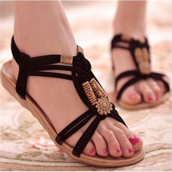 

women shoes comfort summer flip flops fashion flat sandals gladiator sandalias mujer, Black