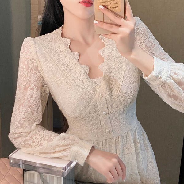 

casual dresses solid elegant fairy french lace designer midi female office lady japanese style korean party women 7s50, Black;gray
