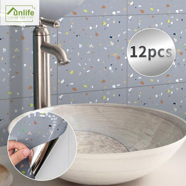 

wall stickers funlifeÂ® grey terrazzo anti-slip stair self-adhesive home decor tile bathroom waterproof 15x15cm