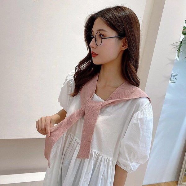 

scarves 2021 autumn shoulder shawl solid color simple knitted with female accessories scarf wholesale, Blue;gray