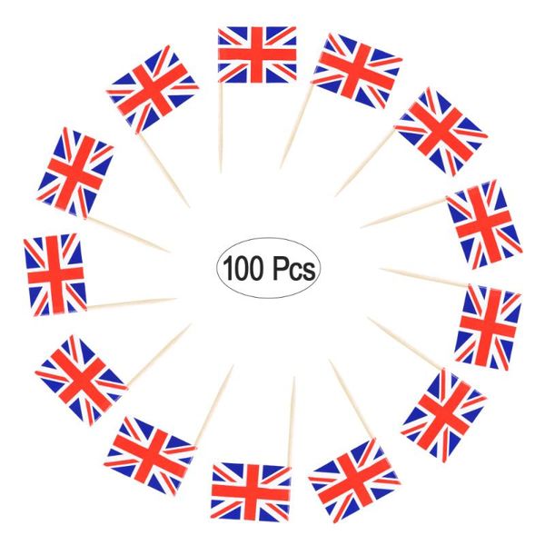 

disposable flatware 100pcs wooden flag toothpicks england cupcake ers toothpick for national day decoration