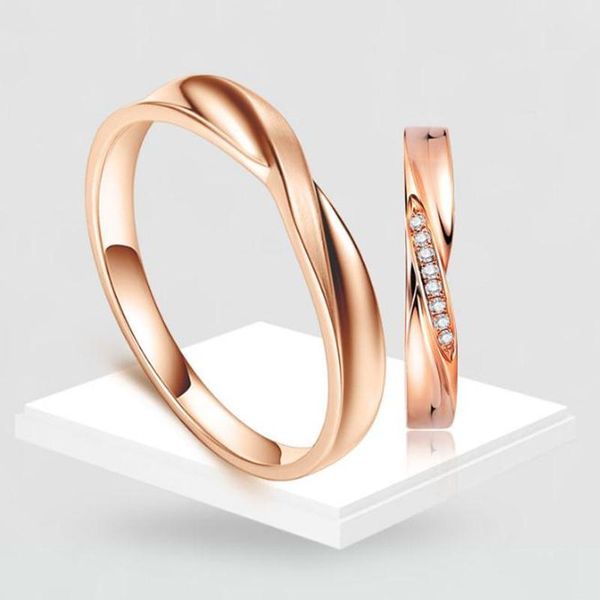 

wedding rings micro rhinestone brushed couple ring opening adjustable simple rose gold jewelry, Slivery;golden