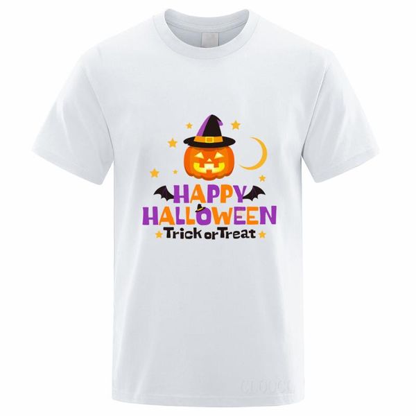 

men's t-shirts cloocl 100% cotton happy halloween t-shirt cartoon pumpkin trick or treat printed men t shirt funny short sleeve white, White;black