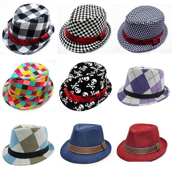 

2021 caps 21 design fedora trilby hat fashion casual hats baby boy girls children's caps kids accessories hats, Yellow