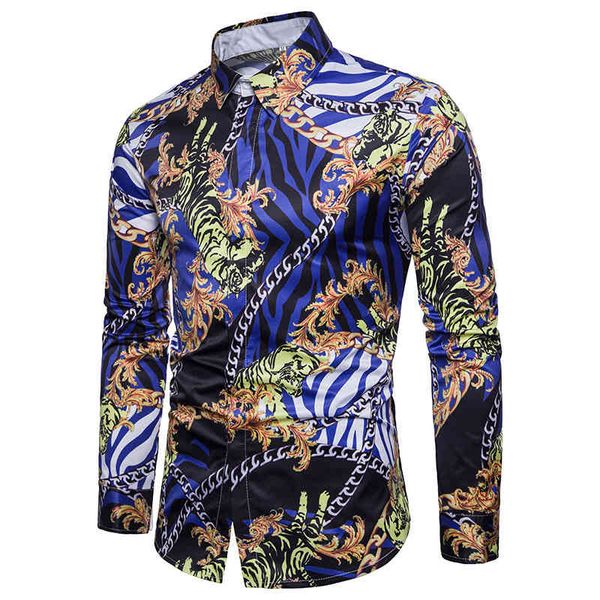 

men's shirts 201 pring chain digital 3d printing long leeve c9010, White;black
