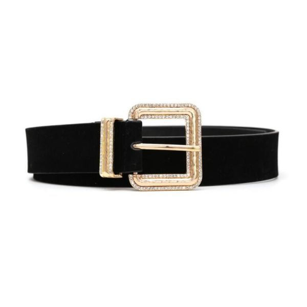 

belts women's belt vintage velvet dress waist seal with square alloy diamond for women luxury designer box, Black;brown