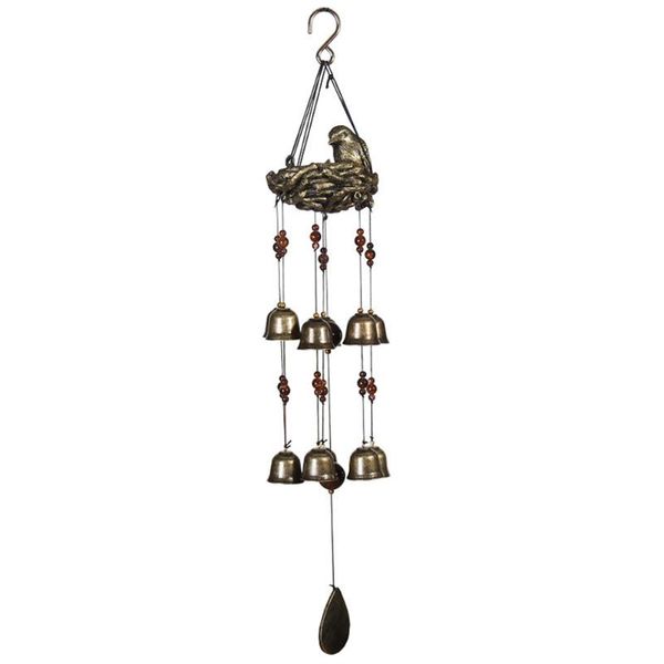 

indoor outdoor bronze metal hanging ornaments 12pcs bells chimes window birds and nest gift wind bell home decor decorative objects & figuri