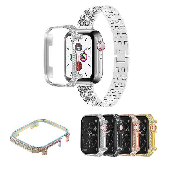 Para Apple Watch 6 5 4 3 2 Luxo Completo Diamante Proteger Bumper Case Capa Iwatch 42mm 44mm